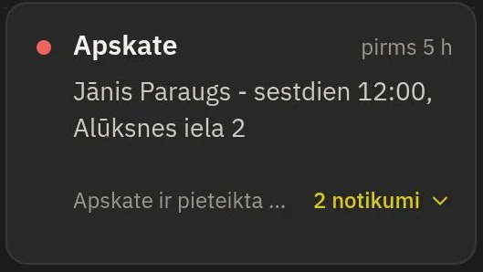 Paziņojums: apskate pieteikta sestdien 12:00