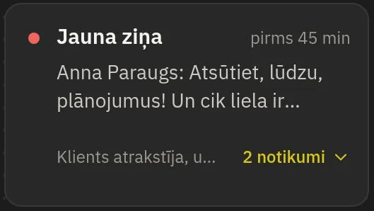 Paziņojums: jauna ziņa no klienta