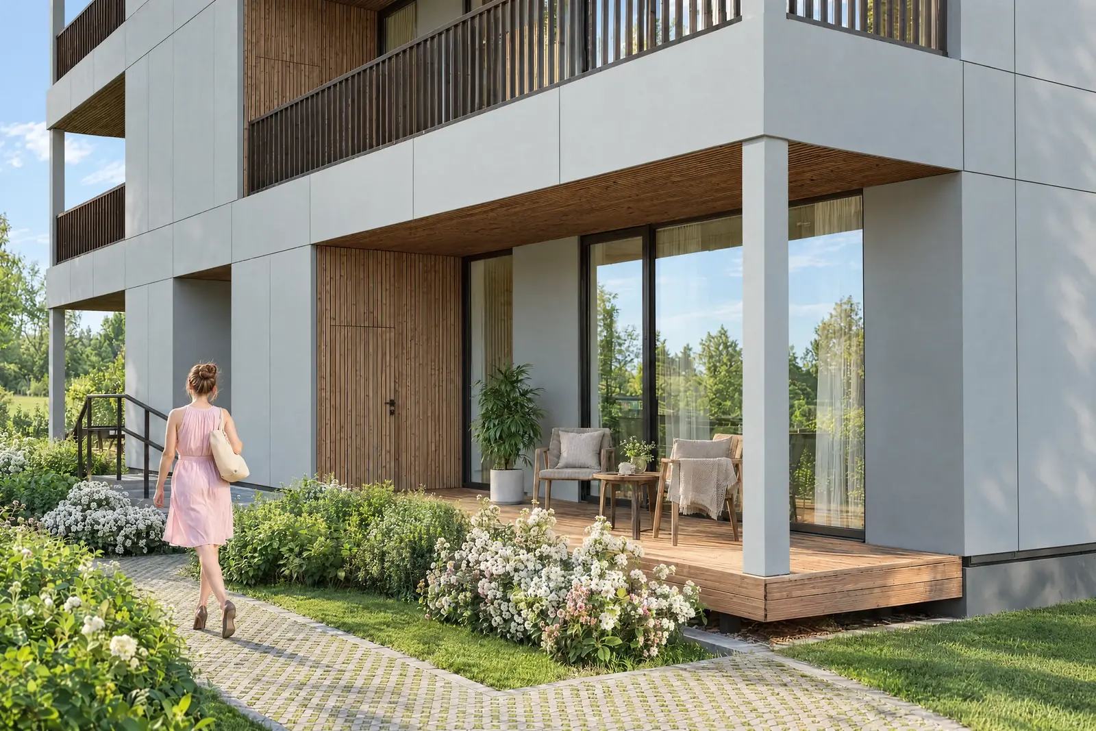 Tilderu kvartāls: terase pie pirmā stāva dzīvokļa, vizualizācija