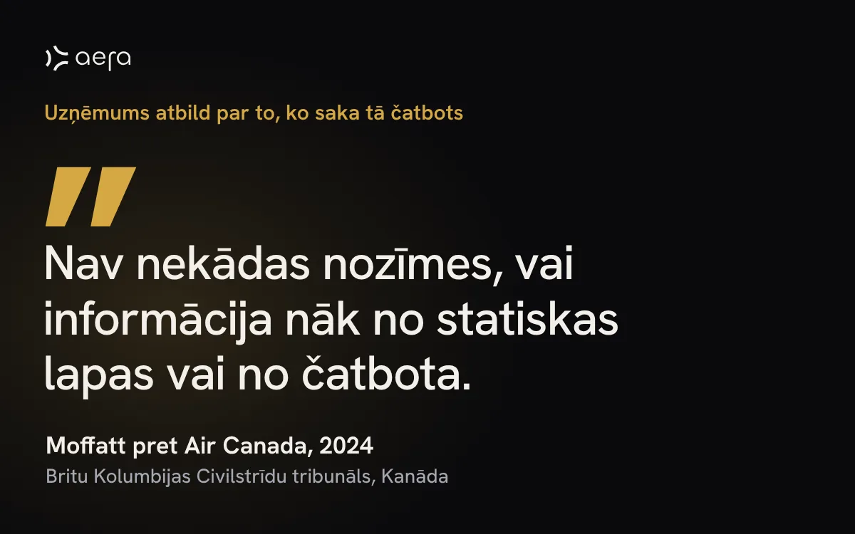 Citāts no lietas Moffatt pret Air Canada: nav nekādas nozīmes, vai informācija nāk no statiskas lapas vai no čatbota